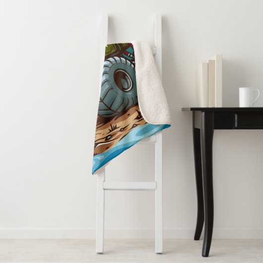 Couverture Sherpa Camion Monster Vert dans la forêt (En situation)