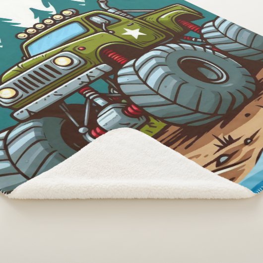 Couverture Sherpa Camion Monster Vert dans la forêt (3/4)