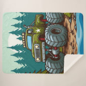 Couverture Sherpa Camion Monster Vert dans la forêt (Devant (Horizontal))