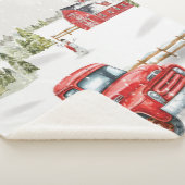 Couverture Sherpa Camion rouge d'hiver et grange Sherpa Blanket (3/4)