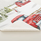 Couverture Sherpa Camion rouge d'hiver et grange Sherpa Blanket (3/4)