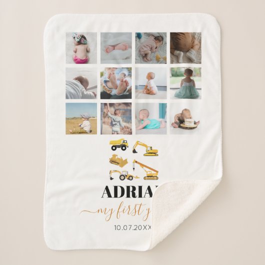 Couverture Sherpa Camions de construction Baby First Year Photo Coll (Devant)