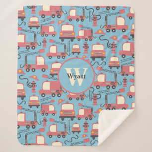 Couverture Sherpa Camions rouges Pompiers Enfants Personnalisés