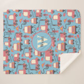 Couverture Sherpa Camions rouges Pompiers Enfants Personnalisés (Devant (Horizontal))