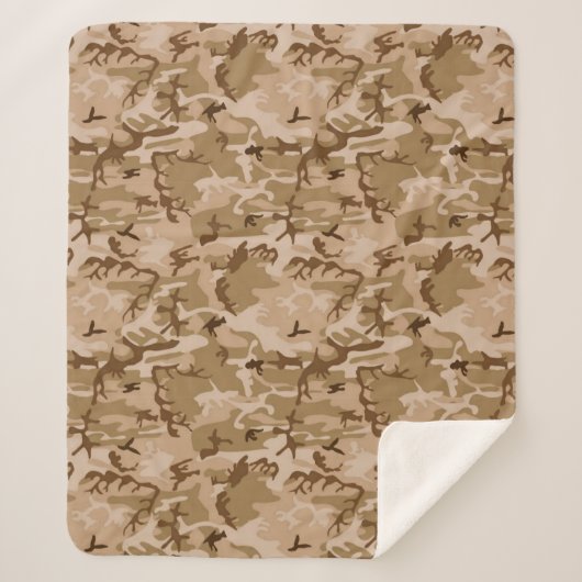 Couverture Sherpa Camouflage Motif, Tan du désert et Brown (Devant)