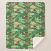 Couverture Sherpa Camouflage Motif, vert, Brown et Tan (Devant)