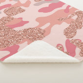 Couverture Sherpa Camouflage Rose Gold Blush Pink Camo Motif de l'ar (3/4)