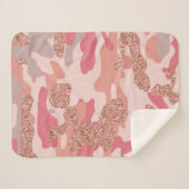 Couverture Sherpa Camouflage Rose Gold Blush Pink Camo Motif de l'ar (Devant (Horizontal))