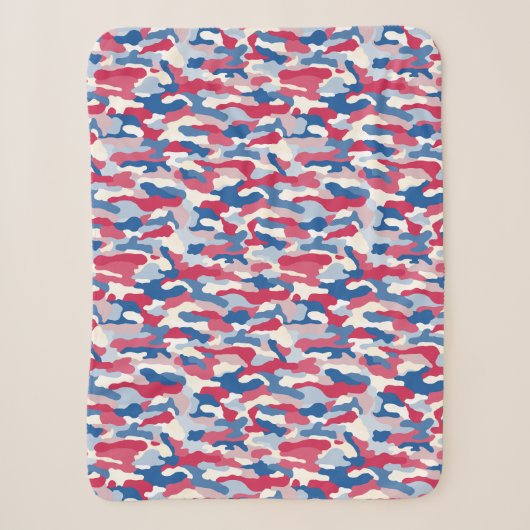 Couverture Sherpa Camouflage rouge blanc et bleu (Devant)