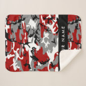 Couverture Sherpa Camouflage rouge et gris Votre nom Personnaliser (Devant (Horizontal))