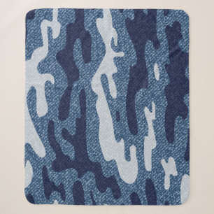 Couverture Sherpa Camouflage tacheté Denim Jeans Motif