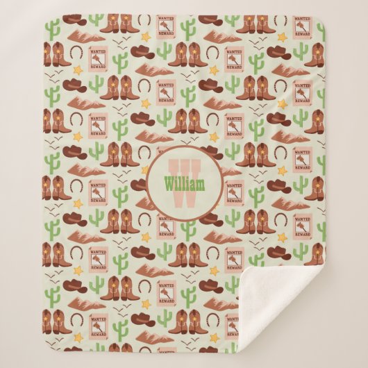 Couverture Sherpa Campagne Boots Cowboy Stick Horse Désert Ouest (Devant)