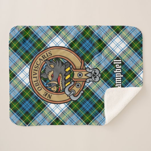 Couverture Sherpa Campbell Crest au-dessus de Tartan (Devant (Horizontal))