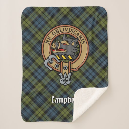 Couverture Sherpa Campbell Crest sur Tartan (Devant)