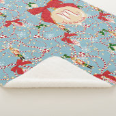 Couverture Sherpa Candy cane bleu classique écriture initiale (3/4)
