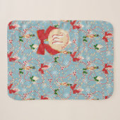 Couverture Sherpa Candy cane bleu classique écriture initiale (Devant (Horizontal))
