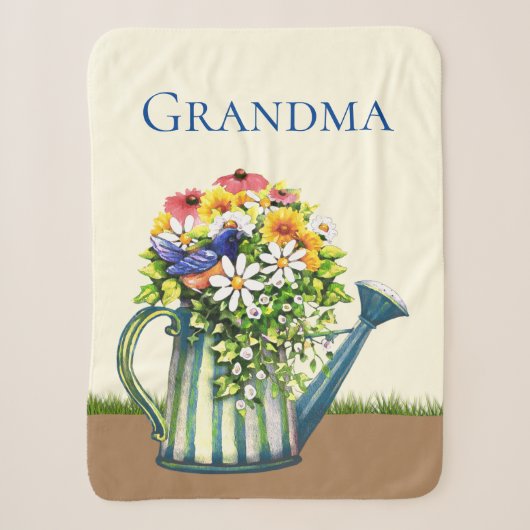 Couverture Sherpa Canette d'eau avec Fleurs sauvages (Devant)