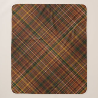 Couverture Sherpa Canopée d'automne marron, rouge rouille et carreau