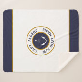 Couverture Sherpa Capitaine Votre Nom Ancre Bleue Blanche Sherpa Bla (Devant (Horizontal))