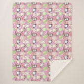 Couverture Sherpa Caractères de dessin mignon motif L Pink BG (Devant)