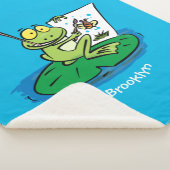 Couverture Sherpa Caricature amusante de grenouille verte (3/4)
