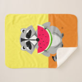 Couverture Sherpa Caricature Cute Raccoon (Devant (Horizontal))