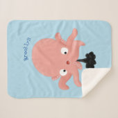 Couverture Sherpa Caricature de bébé pieuvre rose mignonne humour (Devant (Horizontal))