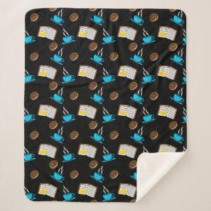 Couverture Sherpa Caricature de café et de beignets