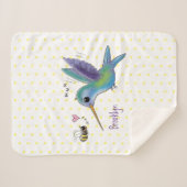 Couverture Sherpa Caricature de colibri d'abeille mignonne (Devant (Horizontal))