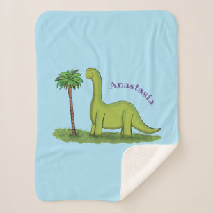 Couverture Sherpa Caricature de dinosaure de brontosaurus vert migno