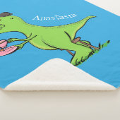Couverture Sherpa Caricature de dinosaure vert t rex (3/4)
