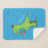 Couverture Sherpa Caricature de dinosaure vert t rex (Devant (Horizontal))