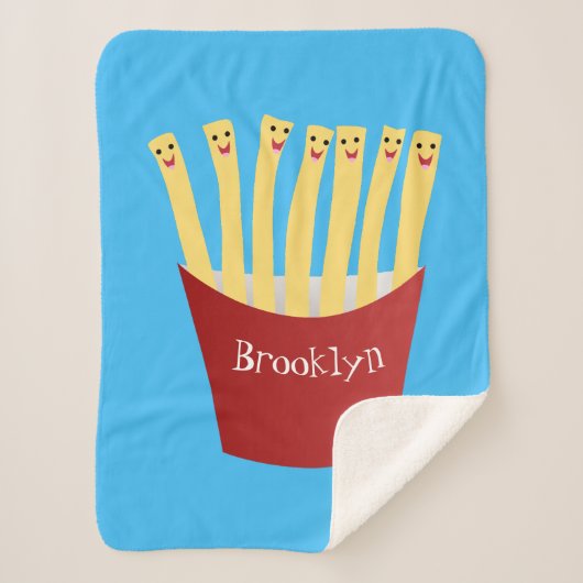 Couverture Sherpa Caricature de frites Cute kawaii fast food (Devant)