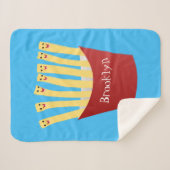 Couverture Sherpa Caricature de frites Cute kawaii fast food (Devant (Horizontal))