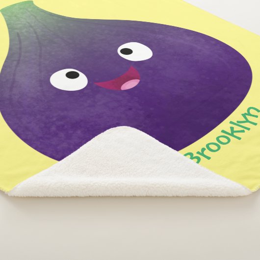 Couverture Sherpa Caricature de fruits mauve joyeux aux figues (3/4)