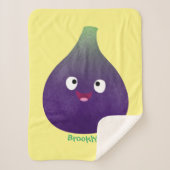 Couverture Sherpa Caricature de fruits mauve joyeux aux figues (Devant)