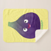 Couverture Sherpa Caricature de fruits mauve joyeux aux figues (Devant (Horizontal))