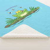 Couverture Sherpa Caricature de grenouille vert mignon (3/4)