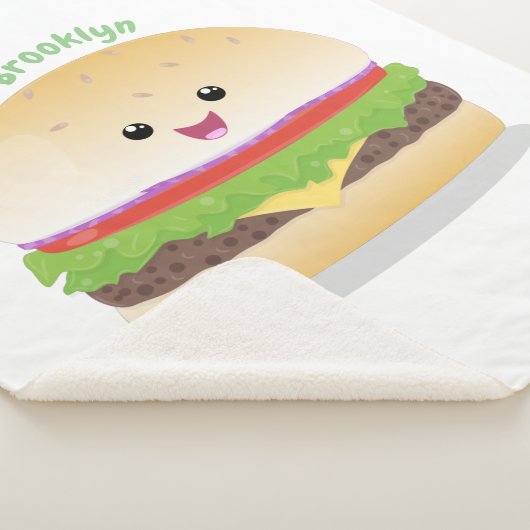 Couverture Sherpa Caricature de hamburger kawaii joyeux (3/4)