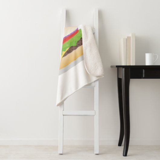 Couverture Sherpa Caricature de hamburger kawaii joyeux (En situation)