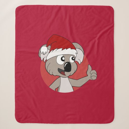 Couverture Sherpa Caricature de koala de Noël (Devant)