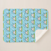 Couverture Sherpa Caricature de moutons mignons amis et papillons (Devant (Horizontal))