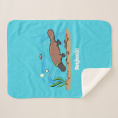 Couverture Sherpa Caricature de natation de Cute platypus (Devant (Horizontal))