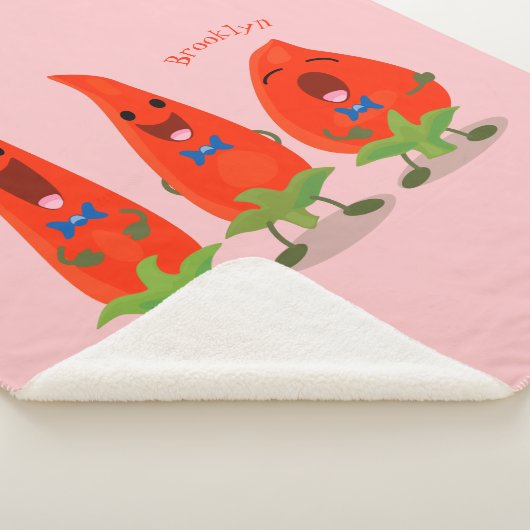 Couverture Sherpa Caricature de piments chantants mignons (3/4)