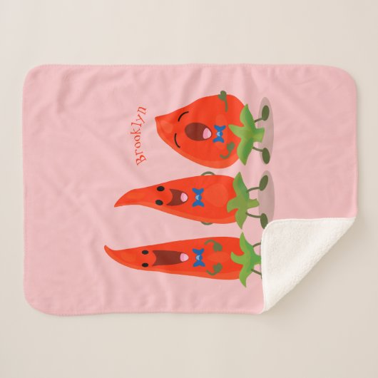 Couverture Sherpa Caricature de piments chantants mignons (Devant (Horizontal))