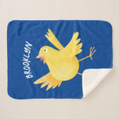 Couverture Sherpa Caricature d'oiseau canari jaune chantant mignon (Devant (Horizontal))