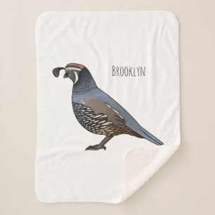 Couverture Sherpa Caricature d'oiseau de caille de Californie