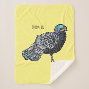 Couverture Sherpa Caricature d'oiseau de faisan paon de Bornéo