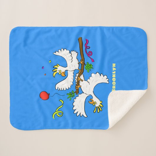 Couverture Sherpa Caricature d'oiseaux de cockatoo amusante (Devant (Horizontal))