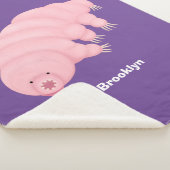 Couverture Sherpa Caricature d'ours d'eau tardigrade rose mignon (3/4)